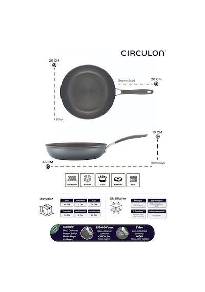Circulon 2'li Kızartma Tava Seti 22 Cm + 26 Cm Gri