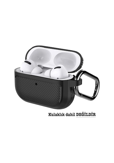 Ally Karbon Fiber Apple AirPods Uyumlu Pro Kulaklık Kancalı Silikon Koruma Kılıfı- 5775 Standart