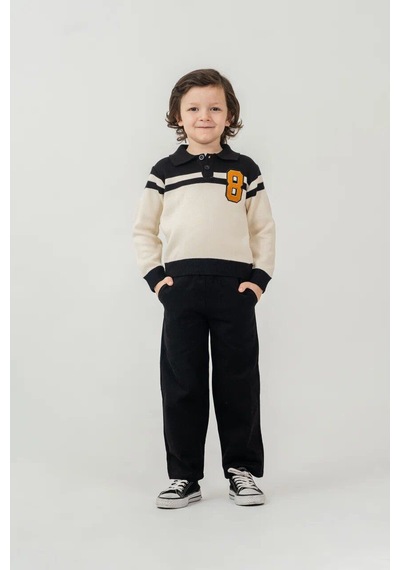 Harby Kids Erkek Triko Üst Ve Pantolonlu İkili Takım 3-10 Yaş -148550 - Siyah Siyah