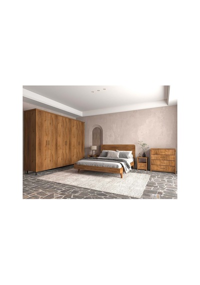 Softwood Masif Ahşap Yatak Odası Takımı 4 Kapaklı Ceviz 180x200