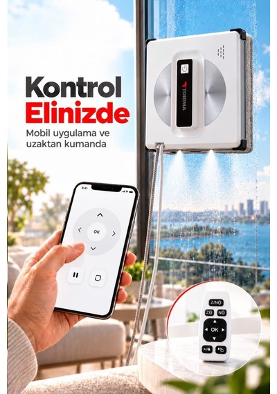 Torima S13 Çift Yönlü Su Püskürtmeli Uzaktan Kumandalı Cam Temizleme Robotu Beyaz