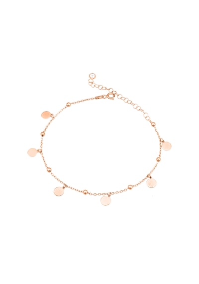 Brezza Lusso Jewelry Pullu Sallantılı Gümüş Kadın Ayak Halhal Rose