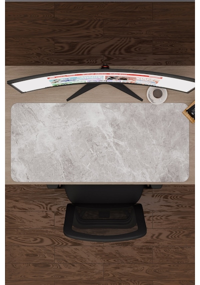 Beyaz Mermer Kaymaz Dikişli Kauçuk Oyuncu Mousepad V4 - 90x40 Xxl Gaming Mouse Pad Fare Altlığı