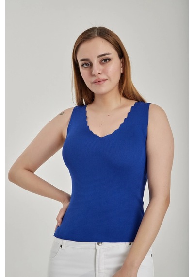 Modatalika Kadın Merdiven Yaka Crop Triko Bluz 001