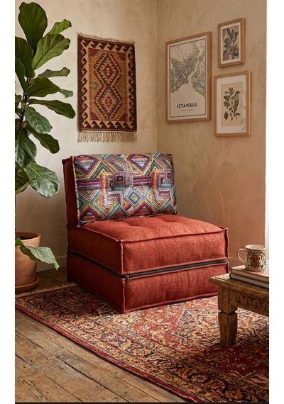 Viscolog Comfy Plus Yeni Nesil Bohem Tekli Koltuk,yataklı Katlanır Berjer,yer Yatağı,şark Köşesi 75x75 85cm Kırmızı