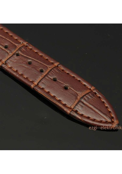 Bizon Deri Saat Kayışı 22Mm Spor Kahverengi Klipsli Saat Kordonu 305768095