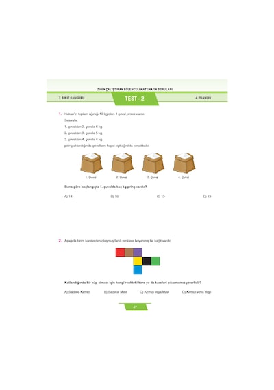7. Sınıf Zihin Çalıştıran Eğlenceli Kanguru Matematik Soruları