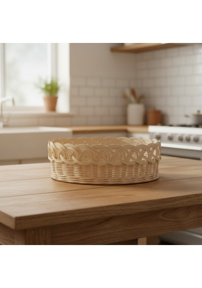 El Yapımı Doğal Rattan Sepet Ekmek Sepeti Meyve Sepeti Rattan0001 Bej