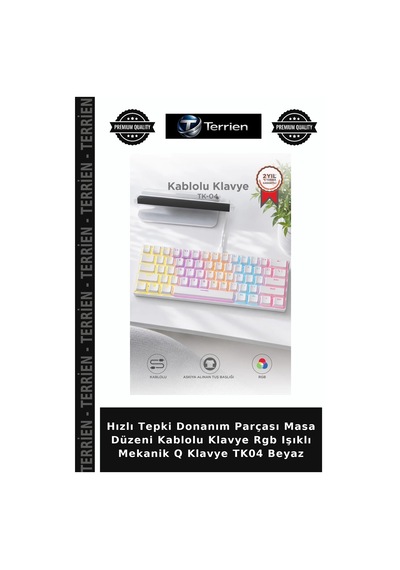 Hızlı Tepki Donanım Parçası Masa Düzeni Kablolu Klavye Rgb Işıklı Mekanik Q Klavye Tk04 Beyaz
