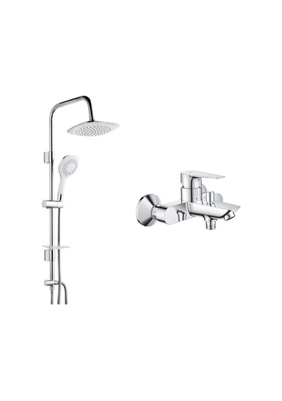 Grohe Baudge Banyo Bataryası 23605000 Ve Tema 53270 Pratik 5f Tepe Duş Seti Krom