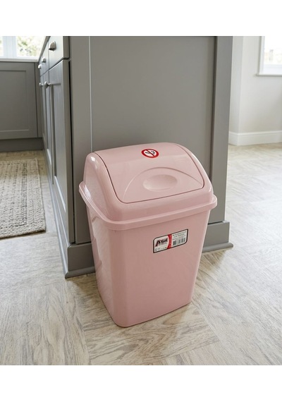 Plastik Elegance 7,5 Litre Sallanır Kapaklı Çok Amaçlı Çöp Kovası Pembe