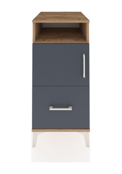 Kronos Komodin 2 Raflı Tek Çekmeceli Tek Kapaklı 44x59x96 Çam-antrasit Atlas Çam