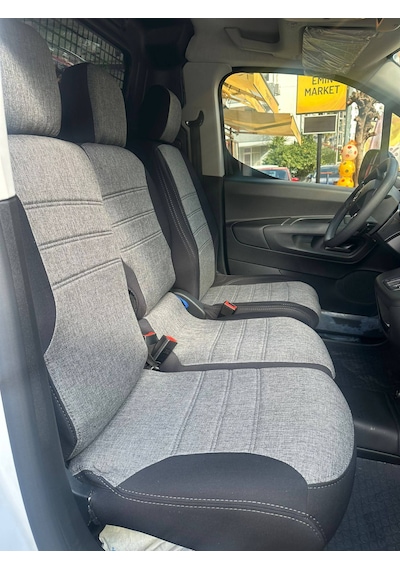 Citroen Berlingo Panelvan Uyumlu Araca Özel Oto Koltuk Kılıfı 158556 Siyah-Gri