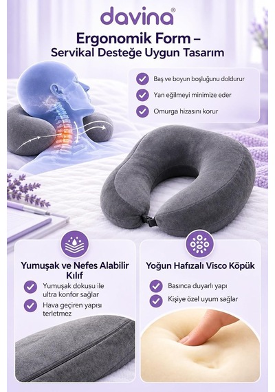 Lexroo Ergotrip Visco Seyahat Yastığı