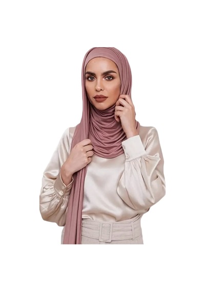 Ardün Hijab Hazır Pratik Penye Şal Geçirmeli Lüks Organik Şal Kaymaz Ve Rahat Kullanım Pembe - 695350845 Pembe