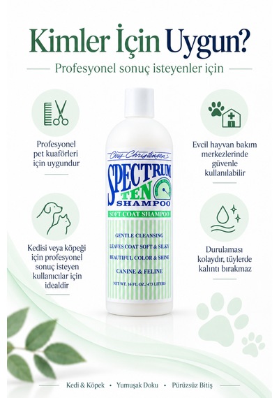 Chris Christensen Sp Ten 8:1 Konsantre Yumuşak Ve Pürüzsüz Köpek Ve Kedi Şampuanı 473 Ml