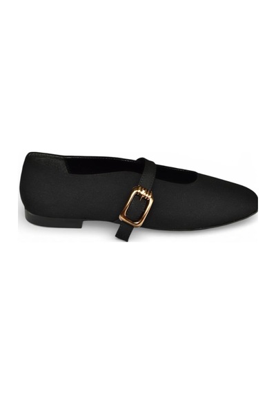 Fox Shoes Y820650204 Siyah Kumaş Toka Detaylı Şık Babet Siyah