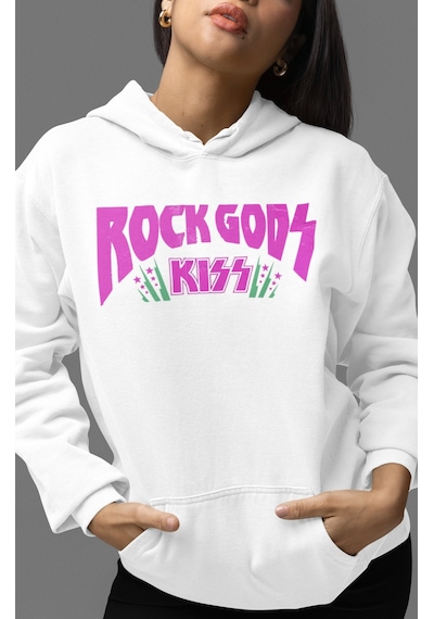 Sevbano Rock Gods Kiss Rock Metal Müzik Grubu Sırt Baskılı Unisex Oversiz beyaz