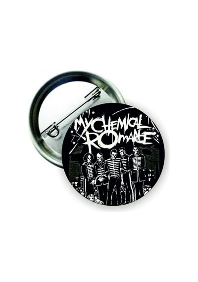 Mcr My Chemical Romance Buton Rozet, Tyb7glyuuı2lbuch84 Altın - Beyaz - Siyah