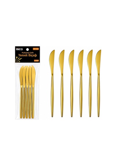 İbico İ22-441 6'lı Gold Yemek Bıçağı Seti 21 Cm- 10'li Paket Diğer