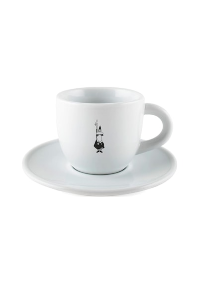 Moka Kahve Fincanı Ve Tabağı - 80ml - İkonik Bıyıklı Adam Desenli - Porselen çok renkli