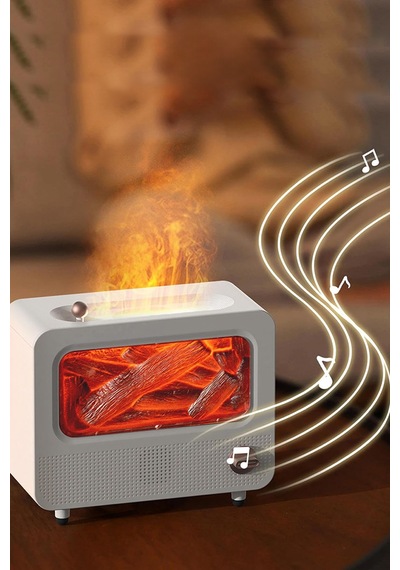 Alev Efektli Retro Hava Nemlendirici Odun Çıtırtı Sesli Aroma Difüzörü Ultrasonik Buhar Makinesi