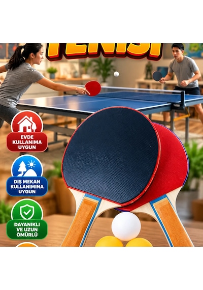 2 Raket 3 Top Masa Tenisi Seti Ev Ve Dış Mekan Kullanımına Uygun