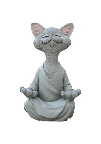 Dekoratif Yoga Yapan Kedi Biblo Meditasyon Kedi Heykeli Ev Dekoru