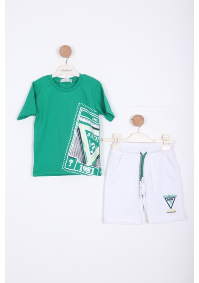 Xo Kids Erkek Çocuk Şort Alt Üst Takım 2-7 Yaş 3225 Yeşil