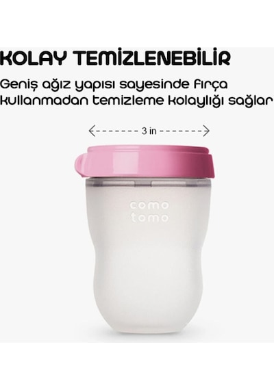 Antikolik Silikon Biberon 2'li 250 ML Yeşil - Pembe