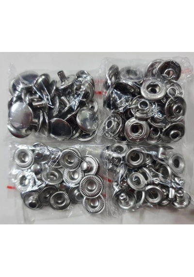 50 Adet 15mm Paslanmaz Alfa Çıtçıt 50 Takımdır Gümüş Nikel