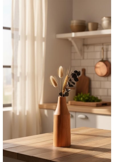 Ahşap Vazo Yasmin Küçük 16 Cm Ahşap