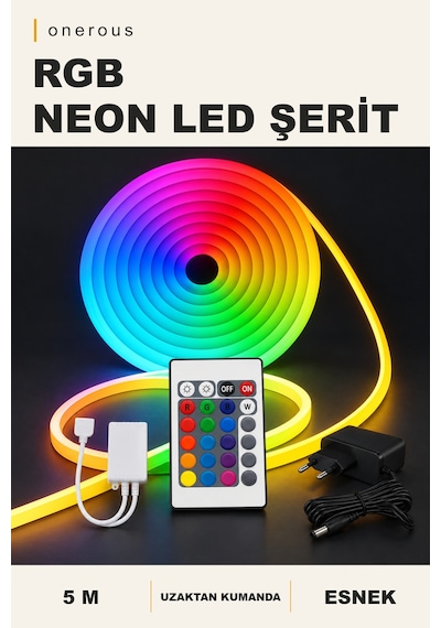 Onerous 5 M Rgb Neon Led Şerit, Uzaktan Kumandalı