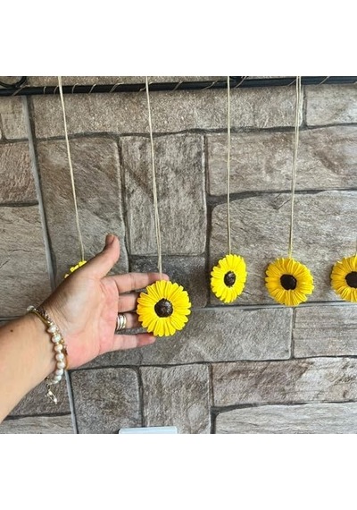5 Li Set Dekoratif Sarı Günebakan Çiçeği Duvar Süsü, Balkon Ve Bahçe Dekorasyonu