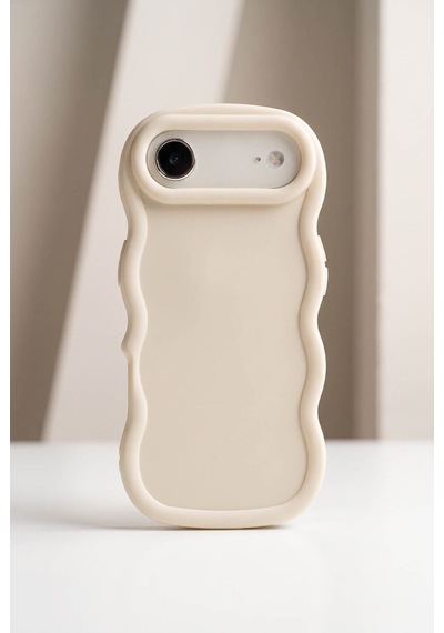 Apple iPhone 17 Air Uyumlu Dalgalı Tasarım Kamera Korumalı Mat Silikon Telefon Kılıfı-54149 Beyaz