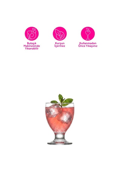 Lav Alara Cam Meşrubat Bardağı 6'lı 290 ml Tablalı (Tatlı Servisi , Dondurmalık , Su Bardağı )