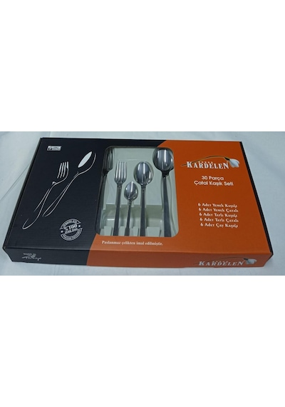 Kardelen 6 Kişilik 30 Parça Zümrüt Model Kaşık Çatal Set