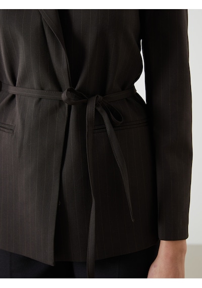 Lcwaıkıkı Classic Kahverengi Çizgili Kadın Blazer Ceket