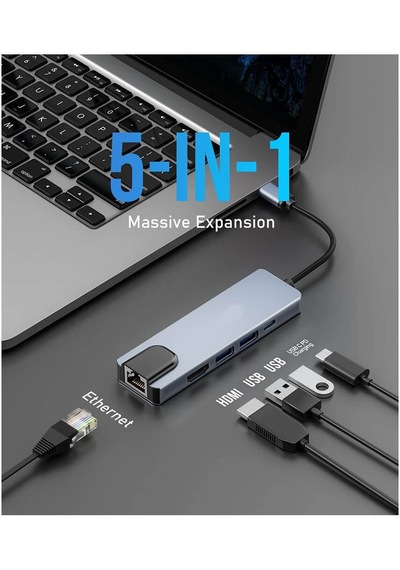USB 3.1 Type C To Hdmi Mhl - 2X USB 3.0 Gigabit Ethernet Çevirici