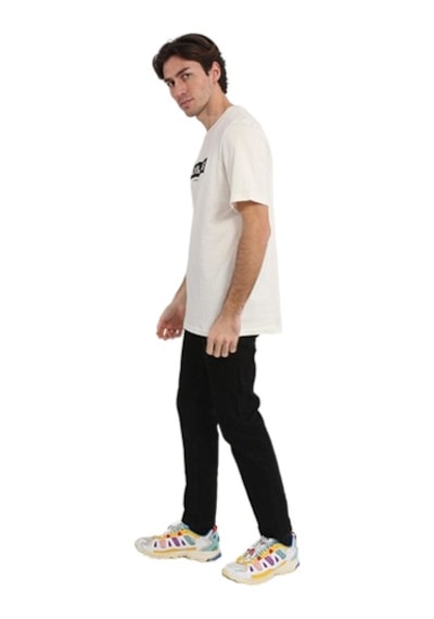 Jack & Jones Pin 12249605 Logo Baskılı Erkek Tişört Beyaz