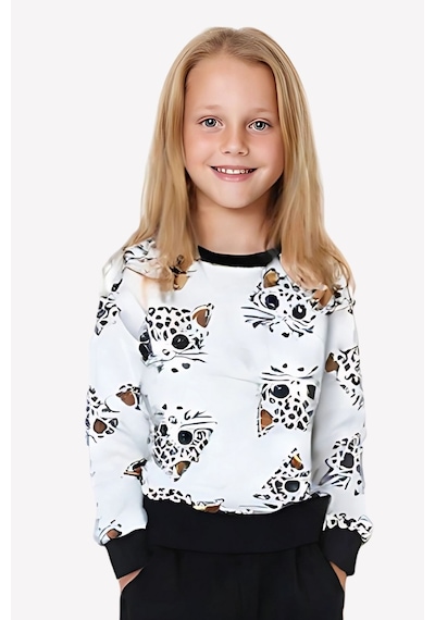Fyk Kids Kız Çocuk Yuvarlak Yaka Kedicik Baski Detayli Alt-üst Pijama Takimi Çok Renkli