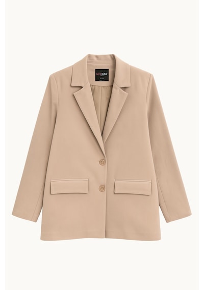 Mixray 4786 Kadın Oversize Kruvaze Blazer Ceket Toprak Toprak