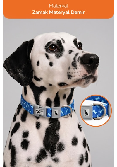 Köpekler İçin Dayanıklı Ve Güvenli, Desenli Boyun Tasması 25mm Lacivert