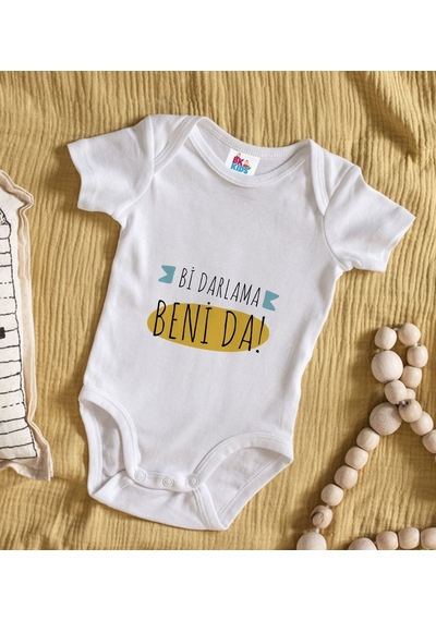 Bk Kids Darlama Beni Tasarımlı Beyaz Bebek Body Zıbın-1 Çok Renkli