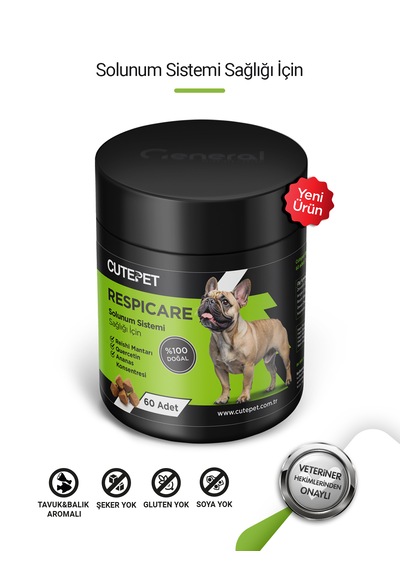Cutepet Respicare Köpek Solunum Destek Tableti 60 Adet Alerji, Bağışıklık Ve Nefes Desteği
