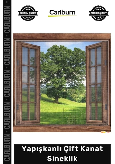 Çiftkanat 130x150 Cm Pratik Kolay Montaj Pencere Kapı Tül Koruyucu Yapışkanlı Çift Kanat Sineklik