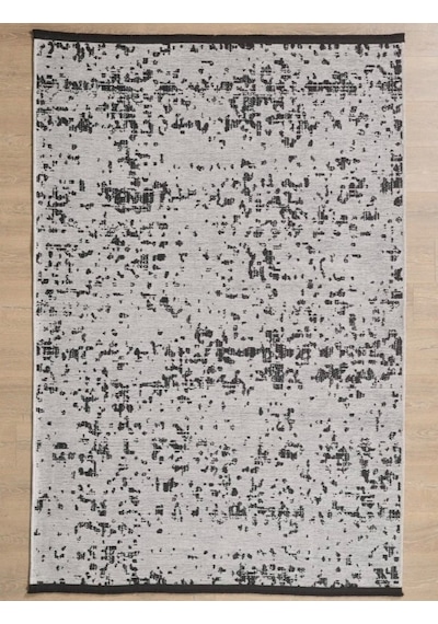 Bohem Tarz Geometrik Desenli Pamuk Taban Gri Renk Şönil Kilim