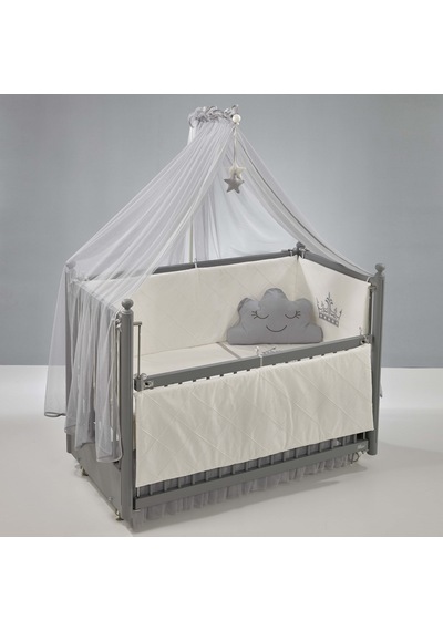 Meltem Kids Mondo Sallanır Ahşap Anne Yanı Beşik 60x120 cm (gri-motto gri) Gri