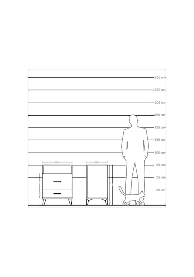 Kronos Komodin Tek Raflı 2 Çekmeceli 60x59x80 Çam-antrasit Atlas Çam