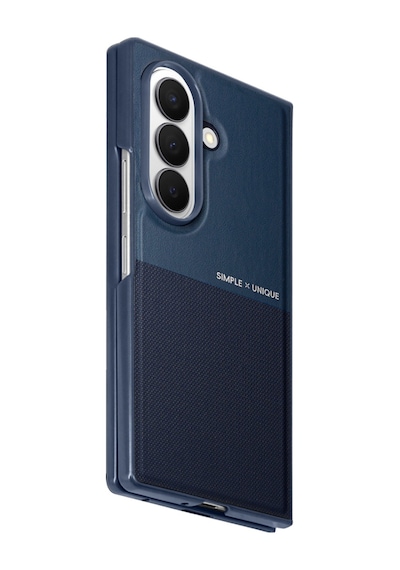 Samsung Galaxy Uyumlu Z Fold 8 Ultra Kılıf High Pu Deri Hdd Hbc-482 Siachen Case Mavi